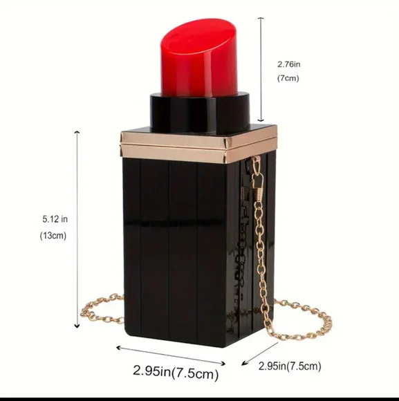 NEW Chic Mini Red Lipstick Shaped Crossbody Handbag - Picture 7 of 7